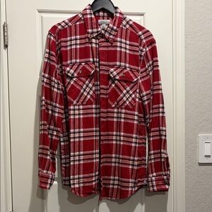 Red Plaid Men's Casual Button Down Shirt